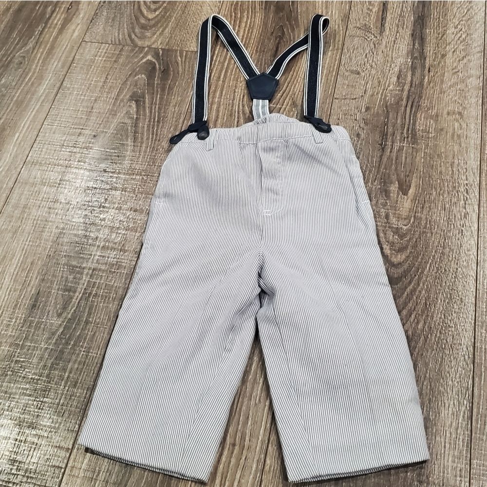 Boys Suspender Pants Size 24M Classic Striped Kids Overalls With Suspenders